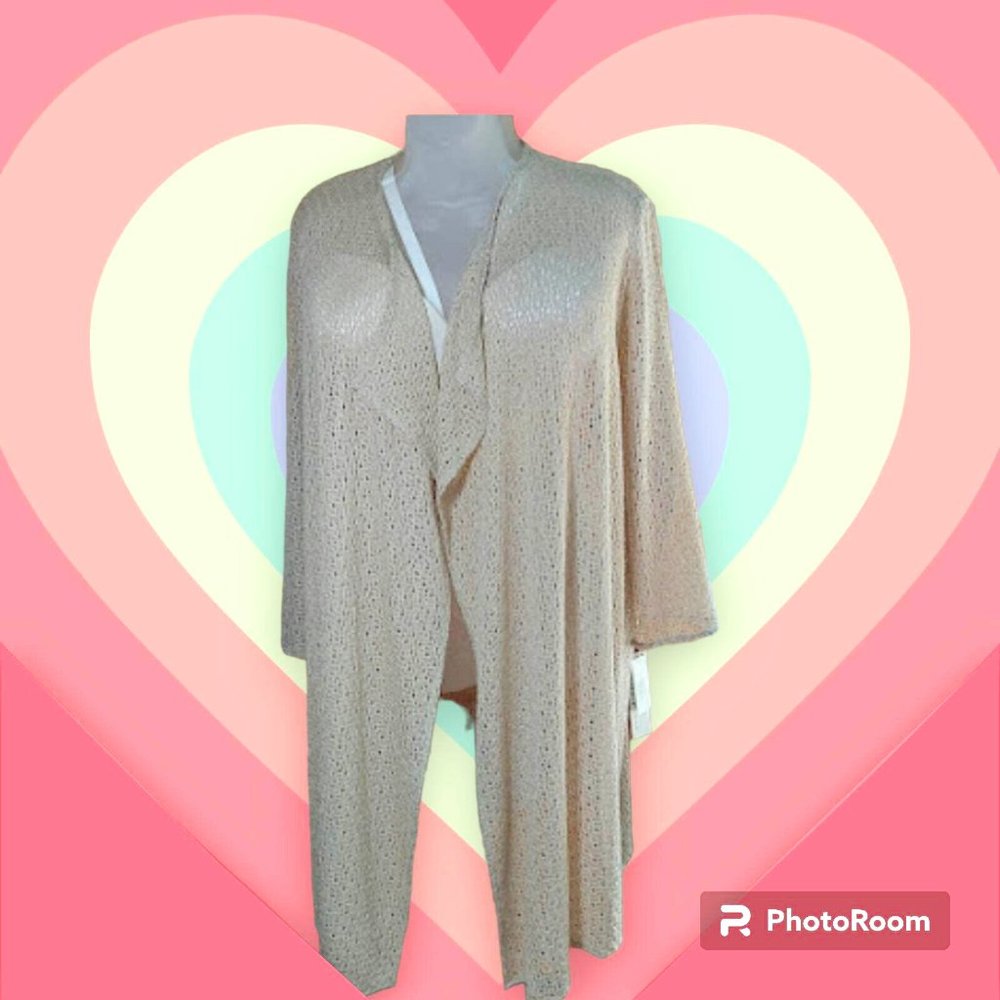 Caroline Rose Elegant Long Cardigan - Ivory - Women's Plus Size 3X NWT MSRP $248